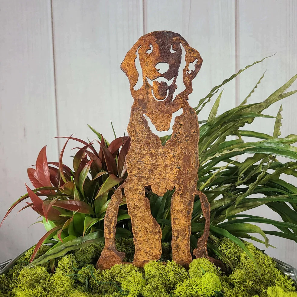 Flat Coated Retriever Corten Steel Outdoor Silhouette