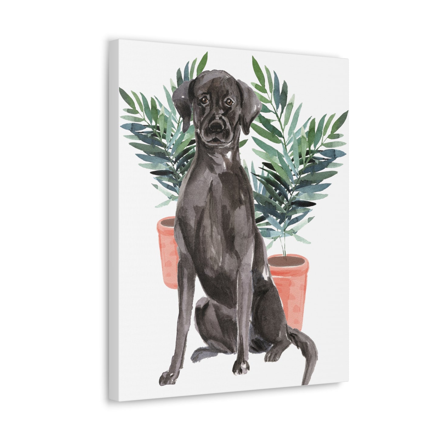 Black Labrador Watercolor Canvas Gallery Wraps