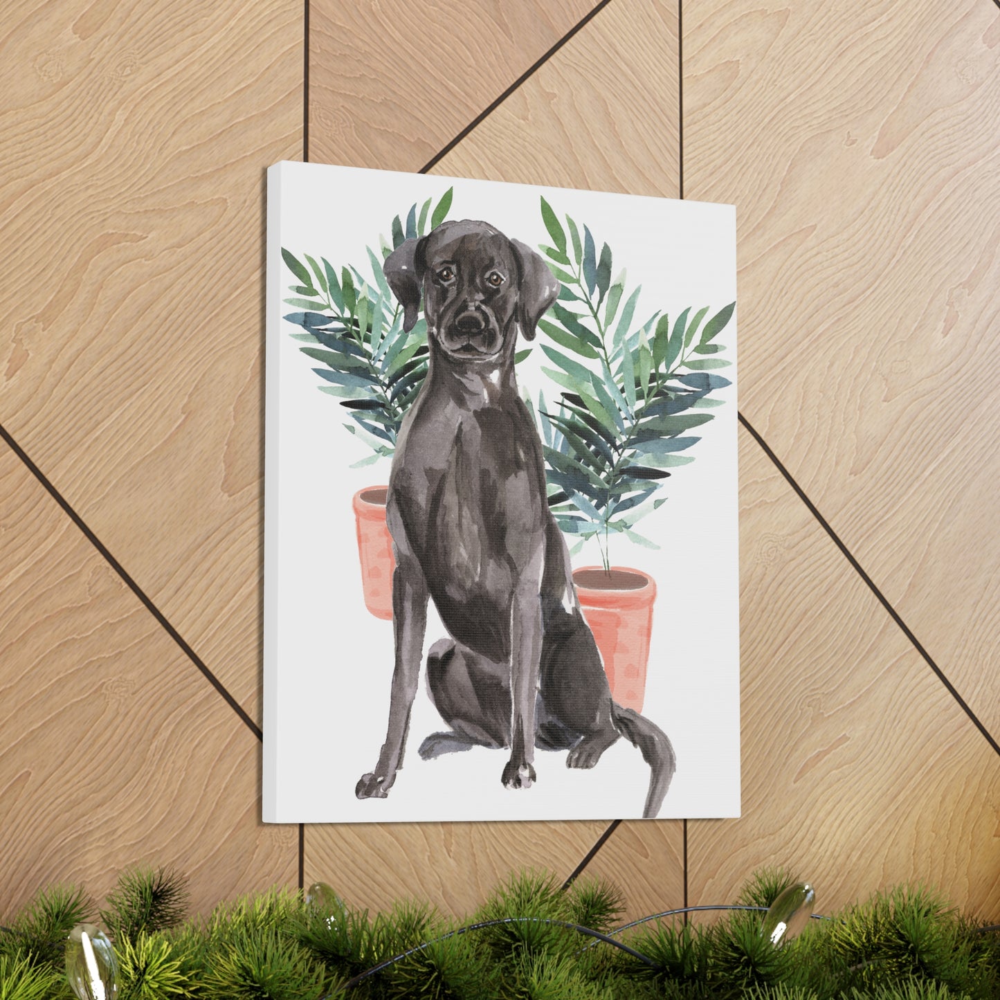 Black Labrador Watercolor Canvas Gallery Wraps