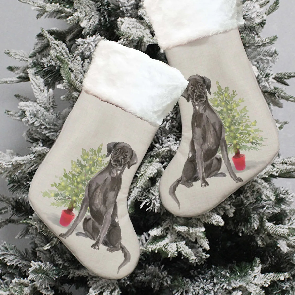 Black Labrador Retriever Plush Christmas Stocking
