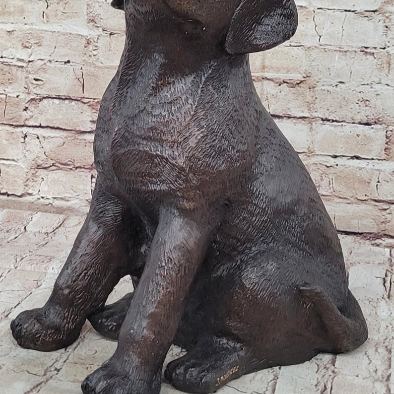 Labrador Retriever Puppy Handmade Bronze Metal Sculpture