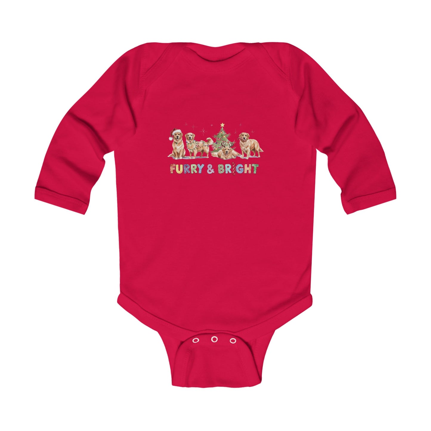 Furry and Bright Golden Retrievers Infant Long Sleeve Bodysuit