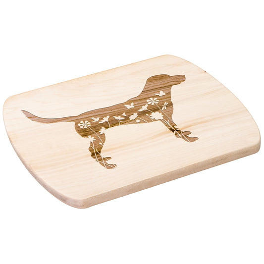 Labrador Retriever Floral Hardwood Oval Cutting Board