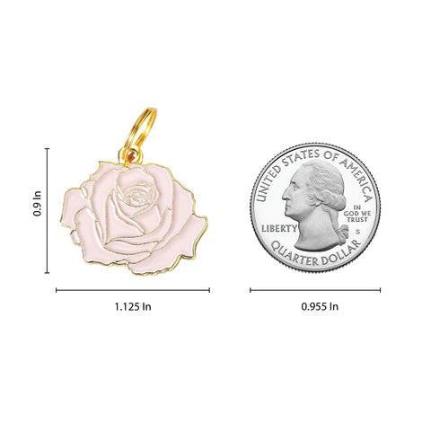 Rose Pet ID Tag - Pink