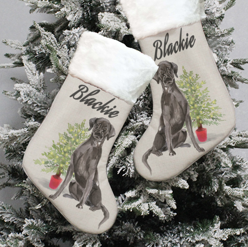 Black Labrador Retriever Plush Christmas Stocking
