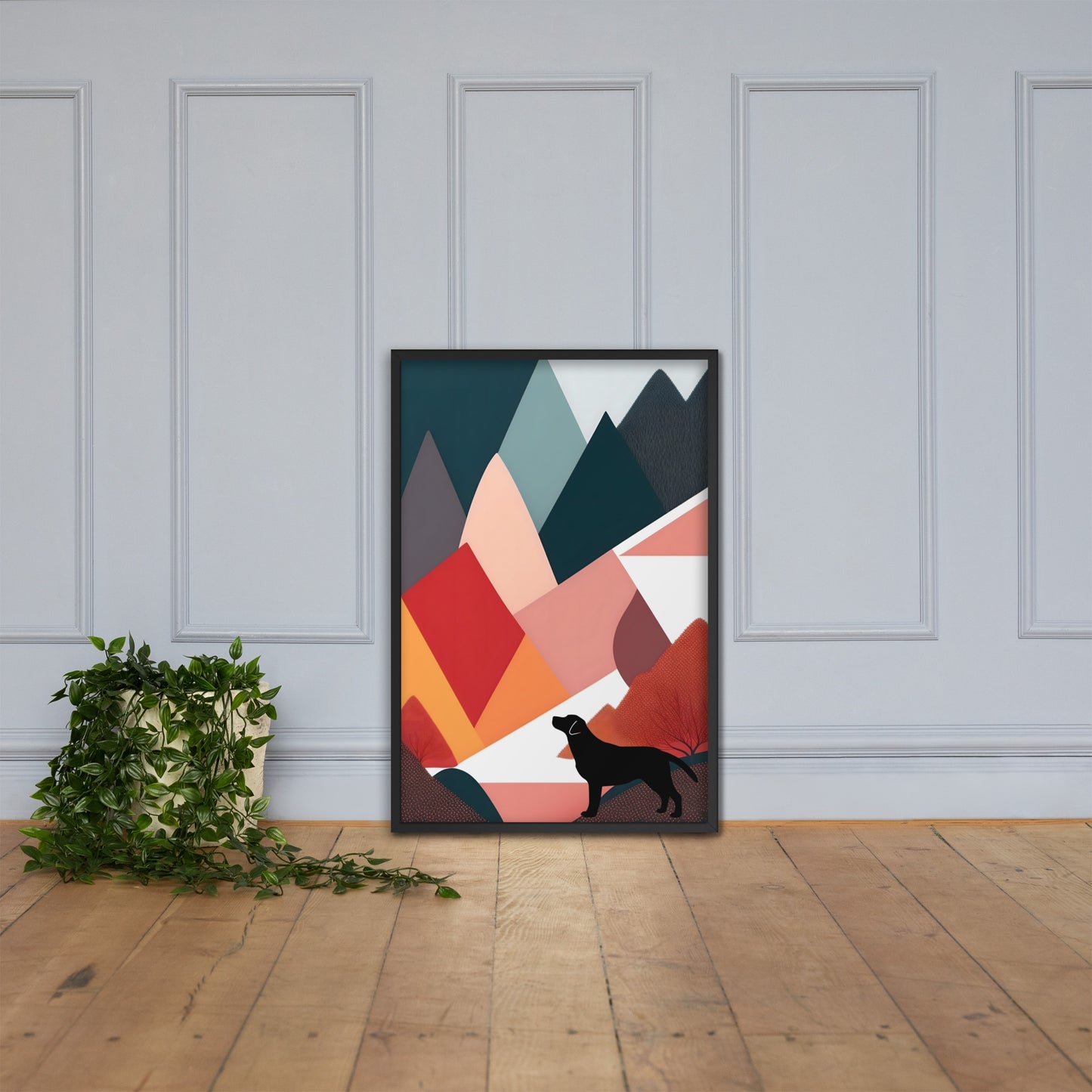 Mid-Century Labrador Abstract 2 Framed poster