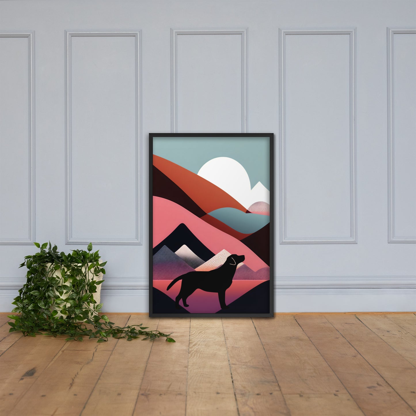 Mid-Century Labrador Abstract 1 Framed poster