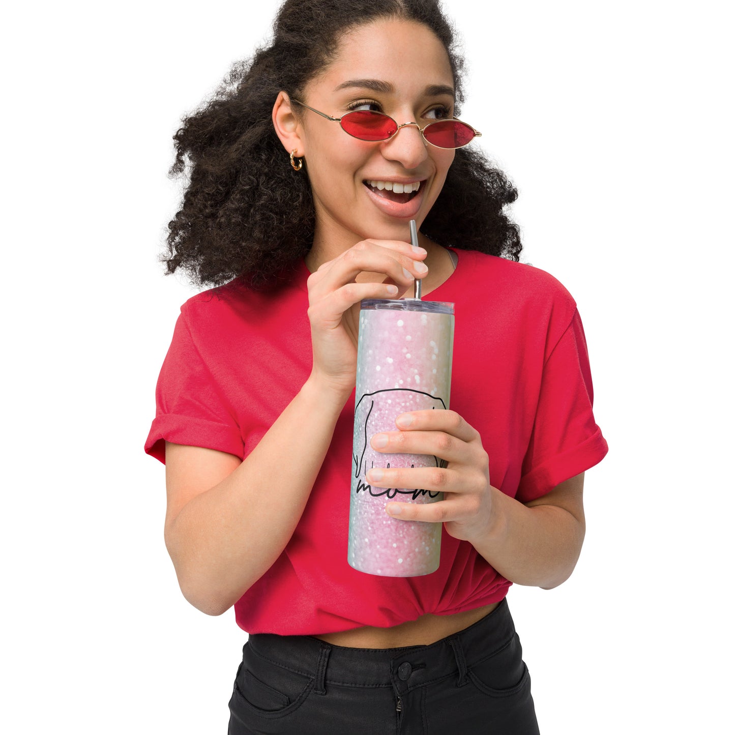 Labrador Retriever Mom Glitter Stainless Steel Tumbler