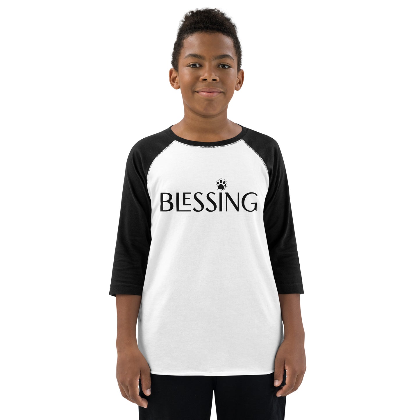 Blessing with Paw 3/4-Sleeve Youth Raglan Shirt