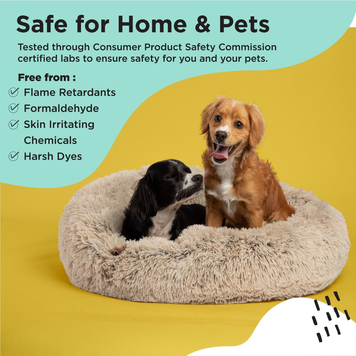 The Calming Taupe Donut Shag Pet Beds
