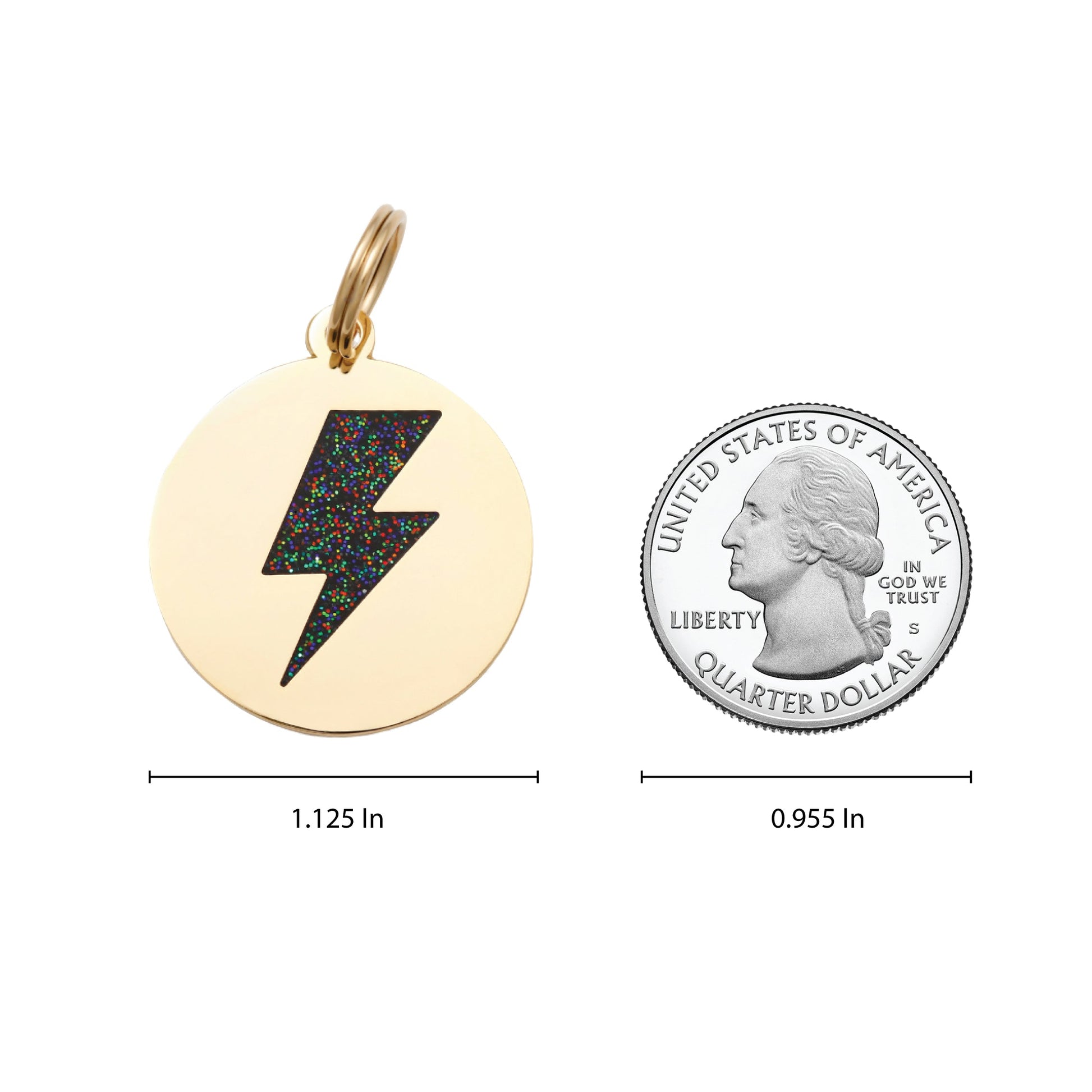 Lightning Black Glitter Pet ID Tag - Gold - 3 Red Rovers