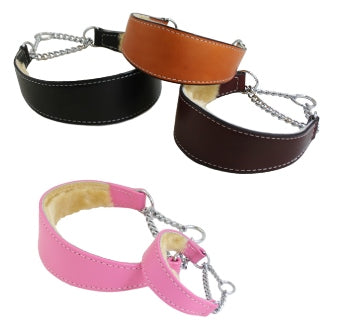 Martingale Shearling-Lined Pink Leather Collar