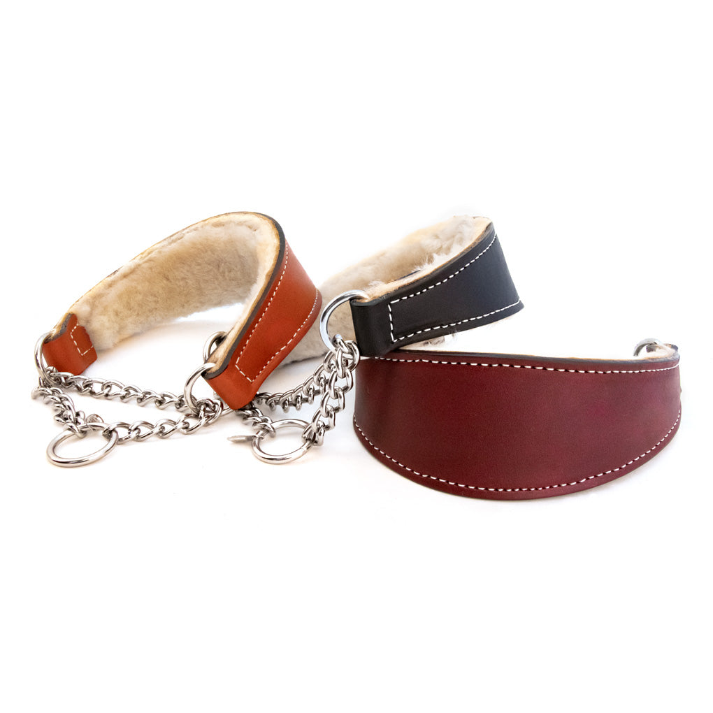 Martingale Shearling-Lined Pink Leather Collar